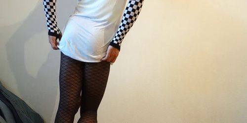 sissy crossdresser in fishnet stockings