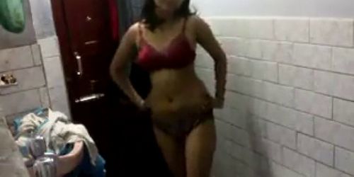 Indian girl in bathroom