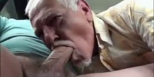 Old Man Sucking Cock in Car