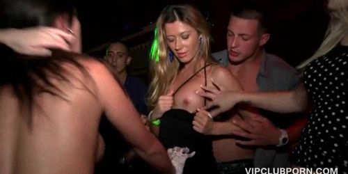 Stockinged hoe pussy hammered in VIP sex show