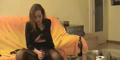 Amateur - horny Mature twin bottles her pussy & Ars