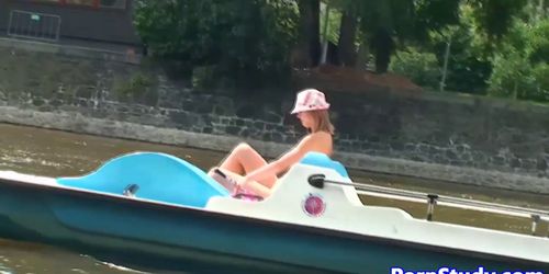 Public nude fetish eurobabe rides waterbike