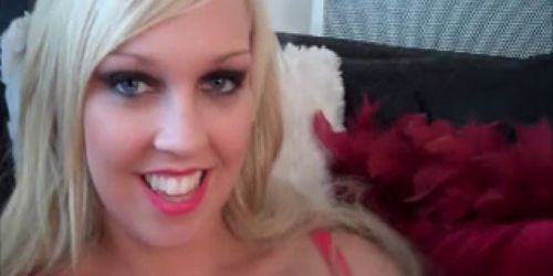 Gorgeous British blonde Scarlett sucks cock in fishnets