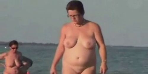 Nude Fat Lady on the Beach