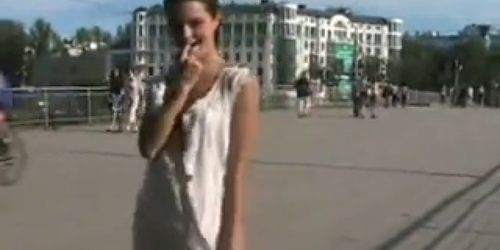 Beautiful teen public flashing