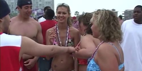 Naked sluts walk around beach party drunk