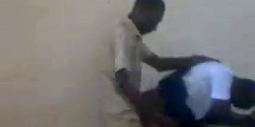 Teen African students fucking doggstyle in class