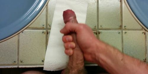 Crooked dick firm foreskin masturbation and cum