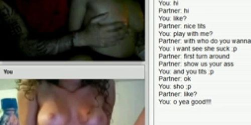 couple, She swallow cum in chatroulette