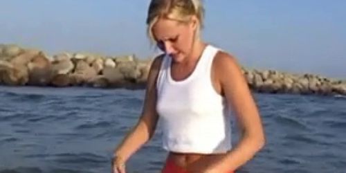 Nude Beach - CamelToe Blond Photoshoot