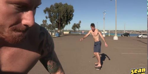 Skateboarding twinks sweat as they fuck deep anal bareb