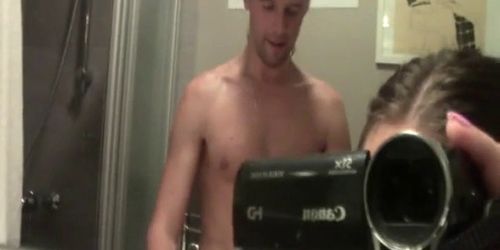 Couple make their first sex tape in a hotel bathroom