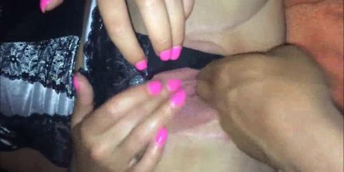 Four fingers inside her wet vagina