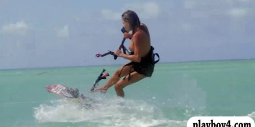 Nasty badass babes enjoyed kite surfing while all naked