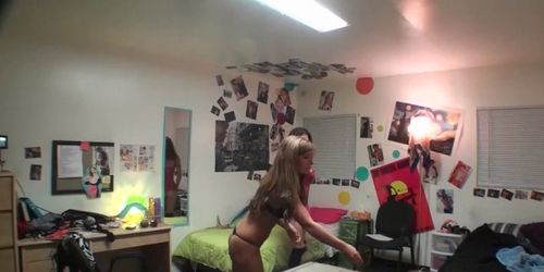 College cuties playing dress up at sex party