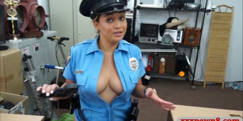 Latina police officer gets her pussy banged by pawn guy