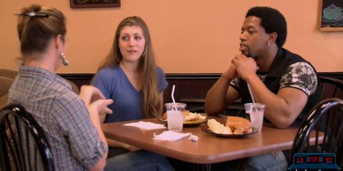 Interracial couple finds blonde for their first threeso