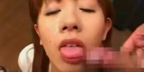 Skinny Japanese gets huge facial cum