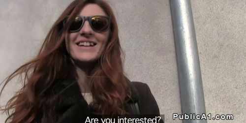 Fake agent fucks redhead outdoors