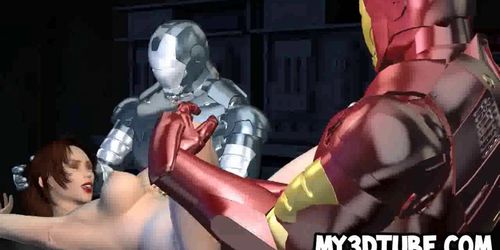 Busty 3D cartoon babe getting fucked by Iron Man