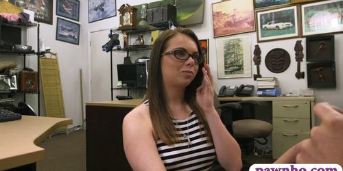 Babe pounded by nasty pawn guy inside pawnshops office