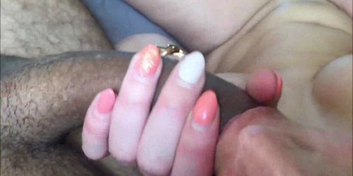 Horny MILF masturbates & sucks