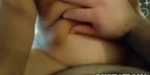 Busty asian babe rides hard dick