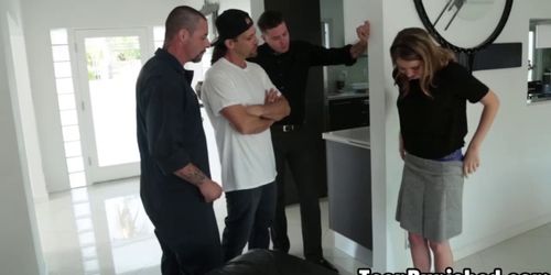 Spoiled brat Kinsley fucked by three men