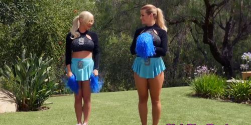 Cheerleading lesbian facesitting on lover