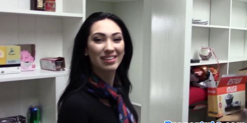 Stockinged realtor Aria Alexander facialized