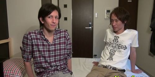 Horny asian shoots cum