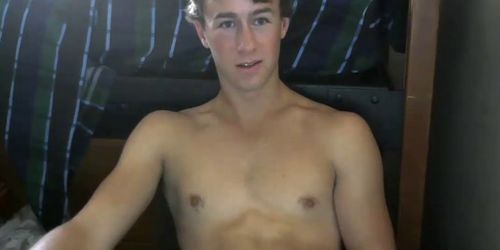 cute college twink shows off his nice cock and body for