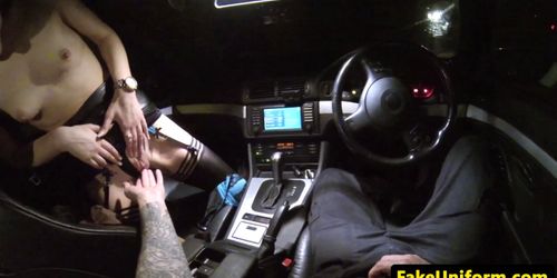 Ballsucking brit swallowing real cops cum