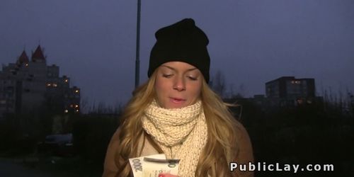 Euro blonde fucks in the public park