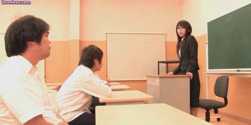 Asian teacher gets slammed and sucks