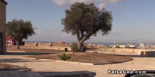 Fake cop bangs blonde on her way to the beach
