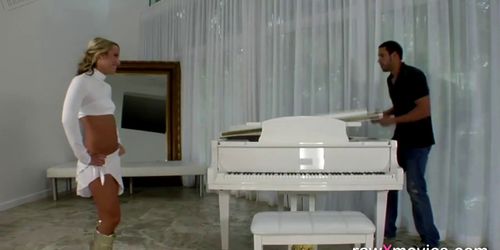 Wife fucks handyman on the piano