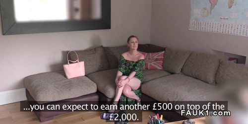 Natural babe sucks and fucks British agent