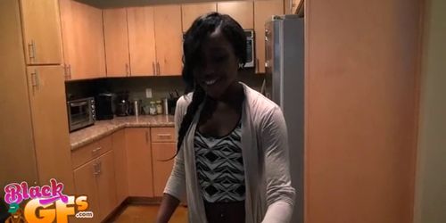 Sporty black girl impaled on dick