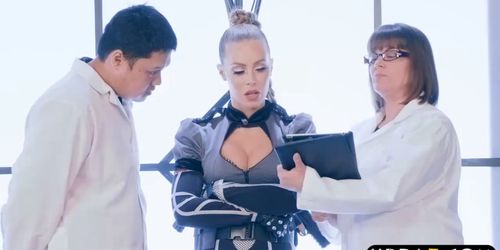 Human cyborg policewoman with big tits gets mind contro