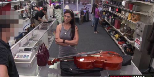 Sexy Brazilian Cello fulfills a pawnmans sexual craving