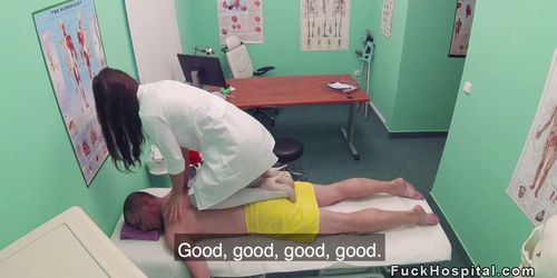 Nurse massages doctor before sex