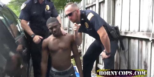 Criminal bangs horny cop against car in a lonely alley