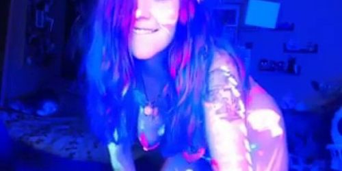 Teen with bodypaint dancing live on webcam