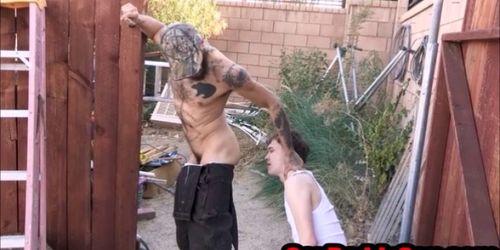 Twink Fucked bareback by a redneck Daddy outdoors