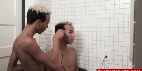 Black Gay Twins Jerking Off In Bathroom