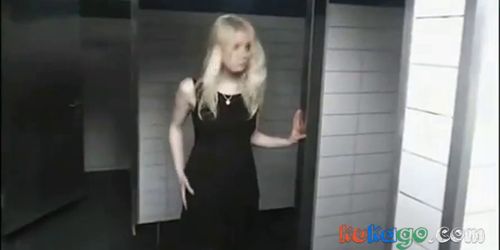 Anna teasing Strangers in Public Mens room