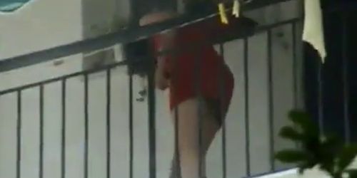 Neighbour nice upskirt Balcony 