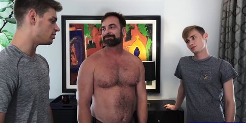 Twinks compete with each other for stepdaddys hard rod