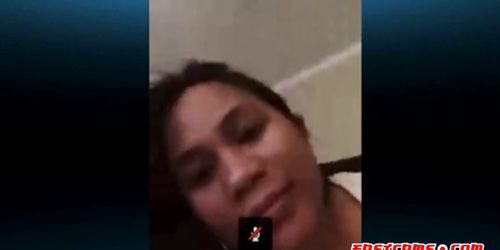 Asian Filipino Skype on bed